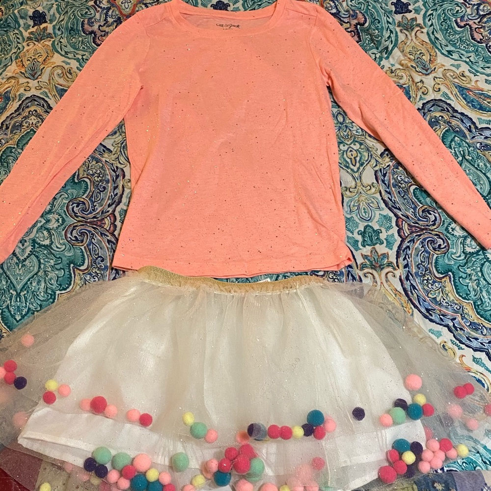 Little girls tutu and long sleeve shirt